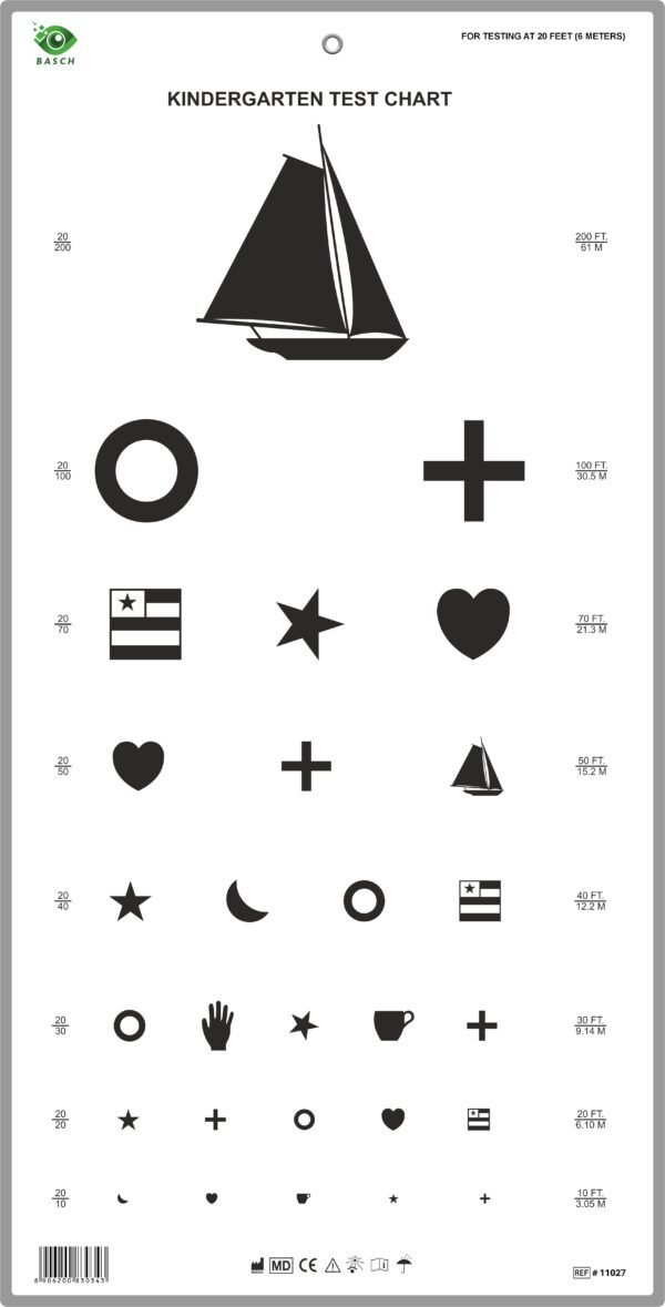 Kindergarten Eye Test Chart 6M / 20Ft