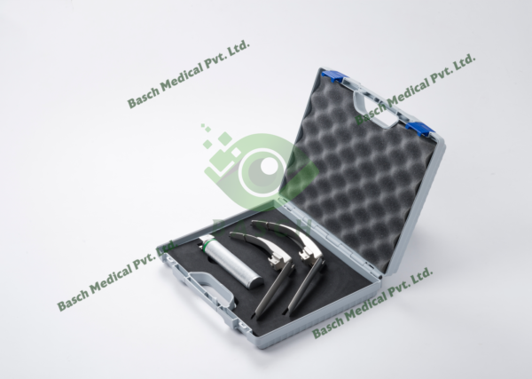 Fibre Optic REUSABLE Blades FLEXION MAC WITH 2 BLADES AND HANDLE IN PLASTIC CASE