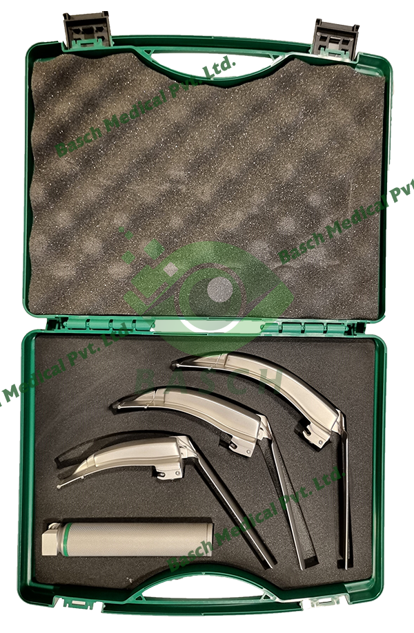 Fibre Optic REUSABLE Blades FLEXION MAC WITH 3 BLADES AND HANDLE IN PLASTIC CASE