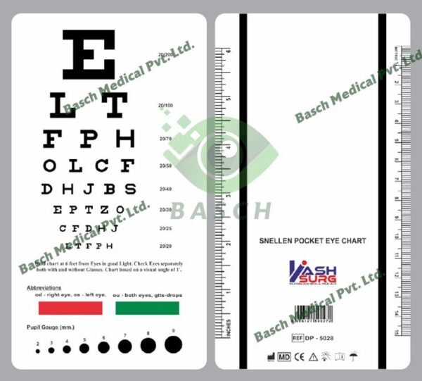 Snellen Pocket Card with Red Green Bars 40cm