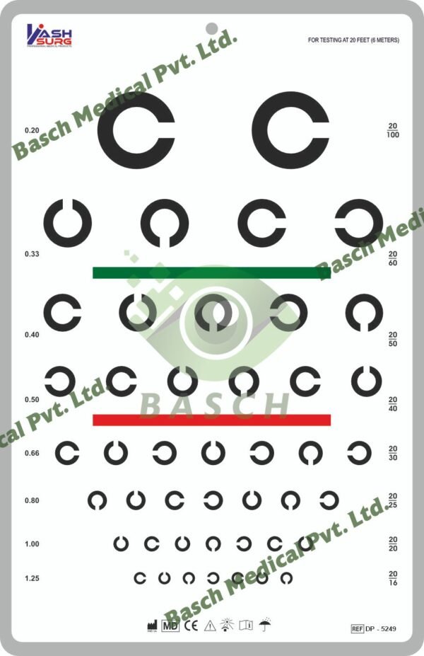 Tumbling “C” Eye Chart with Red Green Bar 3M / 10Ft