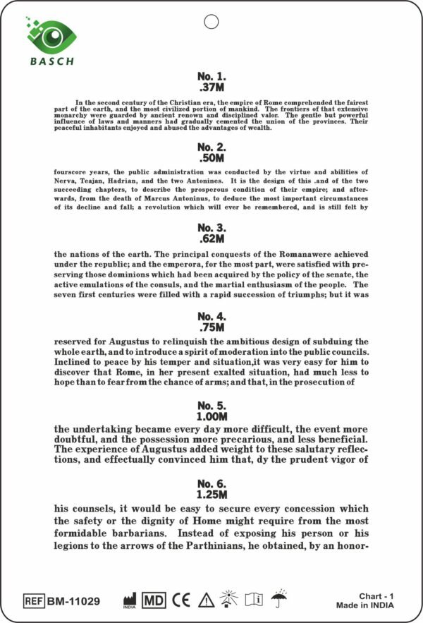 Jaeger Near Vision Eye Chart 40cm